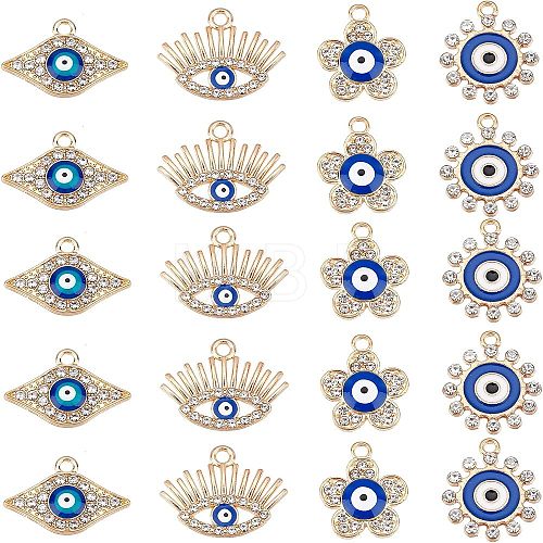 40Pcs 4 Style Alloy Enamel Pendants FIND-FH0003-93-1