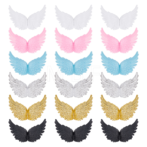 24Pcs 6 Colors Plastic Angel Wings Ornament DIY-AR0002-99A-1