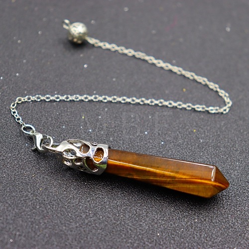 Natural Tiger Eye Dowsing Pendulums PW-WG19123-06-1