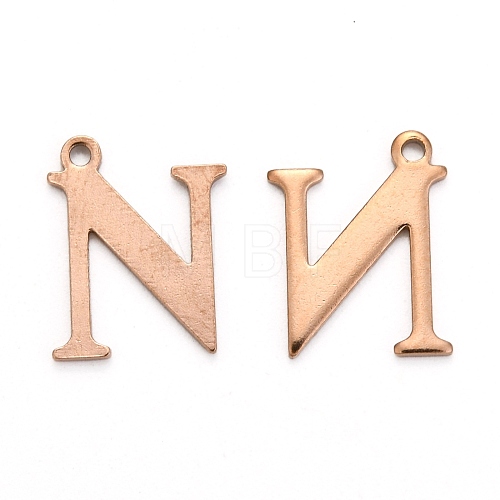 Ion Plating(IP) 304 Stainless Steel Alphabet Charms STAS-H122-N-RG-1