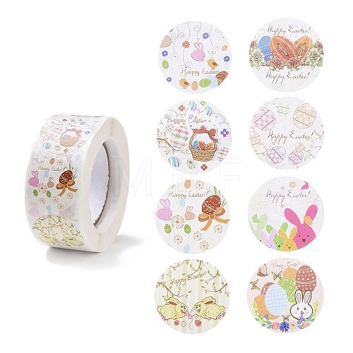 8 Patterns Easter Theme Self Adhesive Paper Sticker Rolls X1-DIY-C060-03I-1