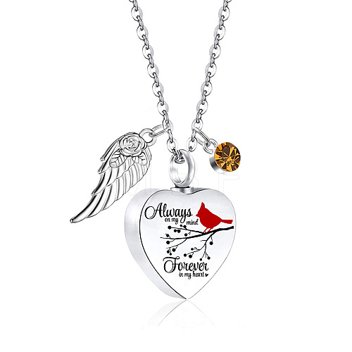 Heart with Wing Urn Ashes Pendant Necklace PW-WG4984E-11-1