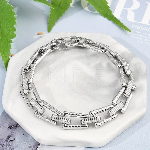 304 Stainless Steel Trapezoid Link Chain Bracelets for Women Men BJEW-F488-46P-1