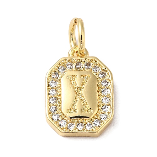 Real 18K Gold Plated Brass Micro Pave Clear Cubic Zirconia Pendants KK-L216-002G-X-1