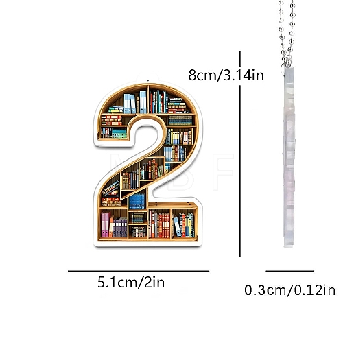 Acrylic 2 Numbers Shaped Book Shelf Pendant Decorations PW-WG11882-03-1