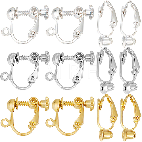 SUNNYCLUE 36Pcs 6 Styles Brass Clip-on Earring Converters Findings KK-SC0004-71-1