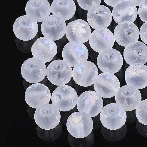 Autumn Theme Electroplate Transparent Glass Beads X-EGLA-S178-01I-1