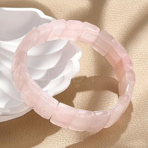 Natural Rose Quartz Gemstone Stretch Bracelets BJEW-F406-B04-1