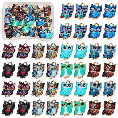 40Pcs 10 Colors Printed Alloy Pendants FIND-SZ0003-40-1