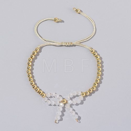 Elegant Butterfly Bow Girl Style Bracelet Gold-plated Copper Beads Pearl-like NQ2566-5-1