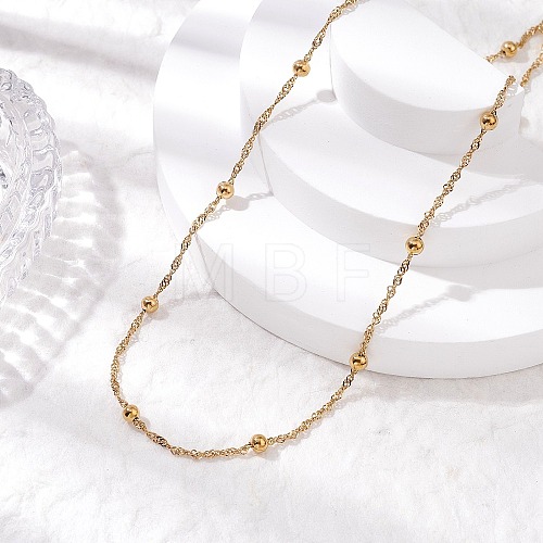 304 Stainless Steel Ball Singapore Chain Necklaces NJEW-JN05168-1