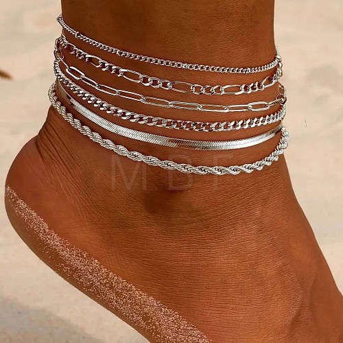 Alloy Chain Anklets Sets for Women WG886AF-03-1