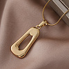 Minimalist 304 Stainless Steel Enamel with Imitation Pearl Trapezoid Pendant Necklaces for Women DN6458-2