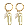 Natural Cultured Freshwater Pearl with Brass Hoop Earrings EJEW-JE07384-3