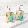 Resin & Dried Flower Rectangle Dangle Earrings FS-WG21EF9-06-1