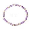 Natural Amethyst Column Beaded Stretch Bracelets with Brass Beads LS-WH3970-3