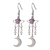 Moon Natural Lepidolite/Purple Mica Dangle Earrings EJEW-JE06776-01-3