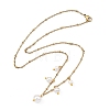 White Round Shell Pearl Pendant 304 Stainless Steel Satellite Chain Necklaces for Women NJEW-JN06100-3