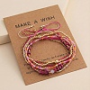 5Pcs Adjustable Nylon Round Gemstone Bead Braided Bracelet Sets NO9066-3-4