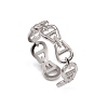 Non-Tarnish 304 Stainless Steel Hollow Teardrop Clasp Shape Open Cuff Rings for Women RJEW-G285-33P-1