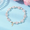 Natural & Synthetic Gemstone Heart & Shell Pearl Beads Stretch Bracelets BJEW-JB13413-3