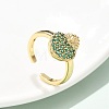 Sacred Heart Brass Micro Pave Cubic Zirconia Cuff Rings for Women RJEW-B117-01G-2