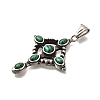 304 Stainless Steel Pave Dyed Synthetic Malachite Pendants STAS-R140-05AS-02-2