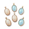 Rack Plating Brass Resin Imitate Opal Pendants KK-M013-01G-1