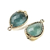 Natural Green Fluorite Faceted Teardrop Connector Charms G-B081-03G-09-2