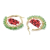 Copper Wire Wrapped Glass Seed Bead Watermelon Hoop Earring EJEW-TA00487-4