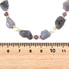 Raw Rough Natural Tanzanite & Faceted Rondelle Dyed Purple Malaysia Jade & Pearl Beaded Necklaces for Women NJEW-JN06589-4