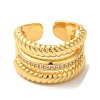 Brass Micro Pave Cubic Zirconia Open Cuff Rings RJEW-U008-34G-2