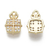 Brass Micro Pave Clear Cubic Zirconia Charms KK-S348-526-NF-2