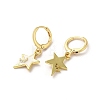 Star & Moon Real 18K Gold Plated Brass Dangle Leverback Earrings EJEW-L268-032G-03-2
