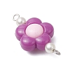 Two Tone Opaque Acrylic & Glass Pearl Flower Connector Charms PALLOY-JF03484-02-4