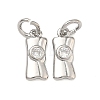Brass Micro Pave Clear Cubic Zirconia Charms KK-B170-15P-1