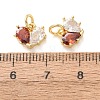 Valentine's Day Brass Micro Pave Orange Red Cubic Zirconia Charms CU-E003-17G-G-3