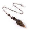 Natural Tiger Eye & Resin Hexagonal Pointed Dowsing Pendulums PW-WG7D05E-01-1