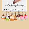 5 Styles Cute Miniature Dessert Food Resin Plastic Dangle Earrings Set FS-WGC6E73-02-1