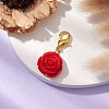 Rose Resin Pendant Decoration HJEW-JM02091-02-2