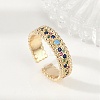 Brass Micro Pave Cubic Zirconia Cuff Rings for Women RJEW-S400-06G-1