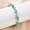 Natural Amazonite & Brass Beaded Stretch Bracelets for Women Men BJEW-JB13701-2