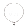 Heart Brass Pave Glass Rhinestone Pendant Necklaces NJEW-JN04954-4