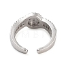 Rack Plating Brass Micro Pave Cubic Zirconia Round Open Cuff Rings for Women RJEW-C080-07P-3