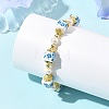 Flower Printed Handmade Porcelain Cube & Natural Pearl Beaded Necklaces BJEW-JB14176-2