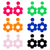 ANATTASOUL 6 Pairs 6 Colors Flower Acrylic Dangle Stud Earrings with Steel Iron Pins for Women EJEW-AN0004-03-1