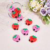 12Pcs 2 Colors Strawberry Food Grade Eco-Friendly Silicone Beads SIL-FH0001-05-4