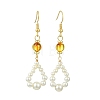 Shell Pearl and Natural Amber Dangle Earrings EJEW-JE07430-3