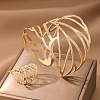 Hollow Out Leaf Alloy Cuff Bangles & Cuff Rings Sets FS-WG00ED8-01-3