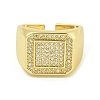 Brass with Cubic Zirconia Open Cuff Rings RJEW-U011-06B-G-2